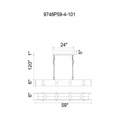  Pago Drum Shade Island Light With Black & Wood Finish (9748P59-4-101) - CWI