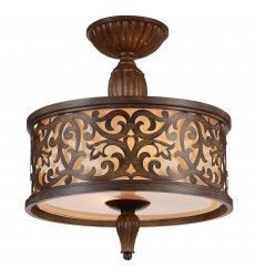  Nicole 3 Light Drum Shade Flush Mount With Brushed Chocolate Finish (9807C14-3-116) - CWI