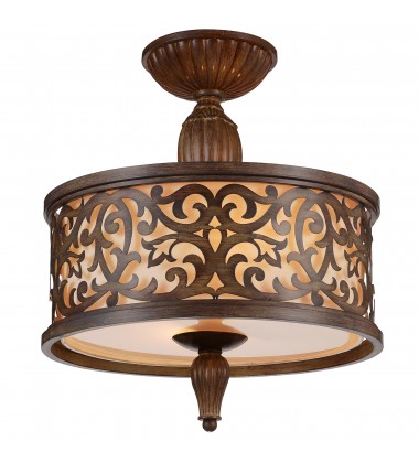 Nicole 3 Light Drum Shade Flush Mount With Brushed Chocolate Finish (9807C14-3-116) - CWI