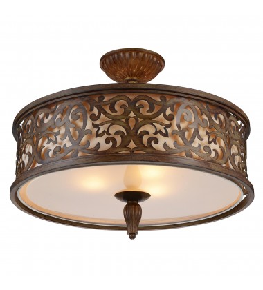  Nicole 5 Light Drum Shade Flush Mount With Brushed Chocolate Finish (9807C21-5-116) - CWI