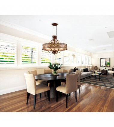  Nicole 6 Light Drum Shade Chandelier With Brushed Chocolate Finish (9807P39-6-116) - CWI