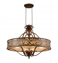  Nicole 6 Light Drum Shade Chandelier With Brushed Chocolate Finish (9807P39-6-116) - CWI