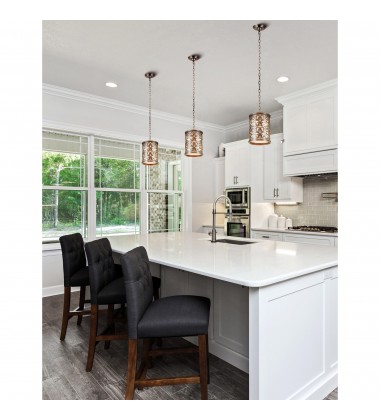  Nicole 1 Light Drum Shade Mini Pendant With Brushed Chocolate Finish (9807P9-1-116) - CWI