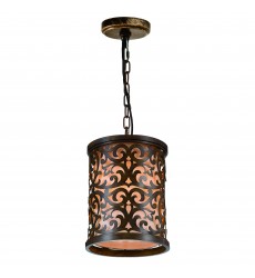 Nicole 1 Light Drum Shade Mini Pendant With Brushed Chocolate Finish (9807P9-1-116) - CWI