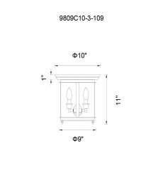  Desire 3 Light Cage Flush Mount With Oil Rubbed Bronze Finish (9809C10-3-109) - CWI