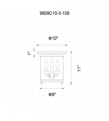  Desire 3 Light Cage Flush Mount With Oil Rubbed Bronze Finish (9809C10-3-109) - CWI
