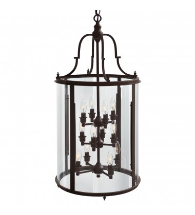  Desire 12 Light Drum Shade Chandelier With Oil Rubbed Bronze Finish (9809P17-12-109-A) - CWI