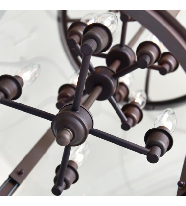  Desire 12 Light Drum Shade Chandelier With Oil Rubbed Bronze Finish (9809P17-12-109-A) - CWI