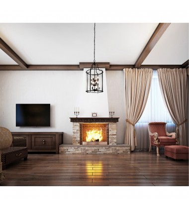  Desire 12 Light Drum Shade Chandelier With Oil Rubbed Bronze Finish (9809P17-12-109-A) - CWI