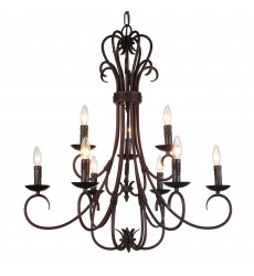  Maddy 9 Light Up Chandelier With Oil Rubbed Brown Finish (9817P29-9-121) - CWI