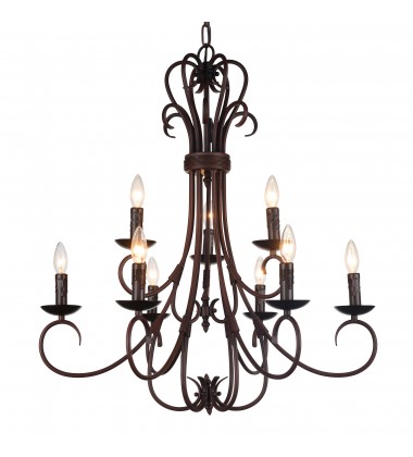 Maddy 9 Light Up Chandelier With Oil Rubbed Brown Finish (9817P29-9-121) - CWI Maddy 9 Light Up Chandelier With Oil Rubbed Brown Finish (9817P29-9-121) - CWI