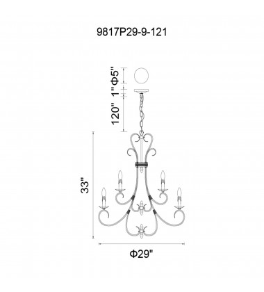 Maddy 9 Light Up Chandelier With Oil Rubbed Brown Finish (9817P29-9-121) - CWI Maddy 9 Light Up Chandelier With Oil Rubbed Brown Finish (9817P29-9-121) - CWI