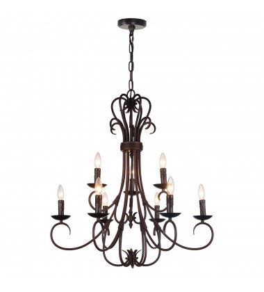 Maddy 9 Light Up Chandelier With Oil Rubbed Brown Finish (9817P29-9-121) - CWI Maddy 9 Light Up Chandelier With Oil Rubbed Brown Finish (9817P29-9-121) - CWI