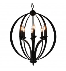  Drift 6 Light Up Chandelier With Black Finish (9825P24-6-101) - CWI