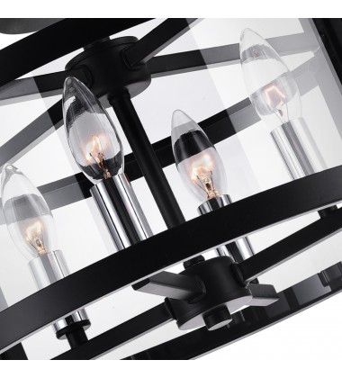 Miette 4 Light Cage Flush Mount With Black Finish (9827C18-4-101) - CWI Miette 4 Light Cage Flush Mount With Black Finish (9827C18-4-101) - CWI