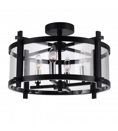 Miette 4 Light Cage Flush Mount With Black Finish (9827C18-4-101) - CWI Miette 4 Light Cage Flush Mount With Black Finish (9827C18-4-101) - CWI