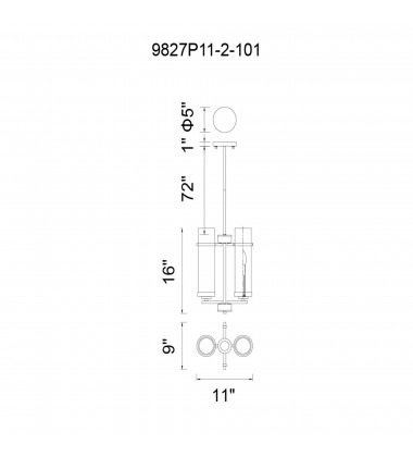  Sierra 2 Light Up Mini Pendant With Black Finish (9827P11-2-101) - CWI