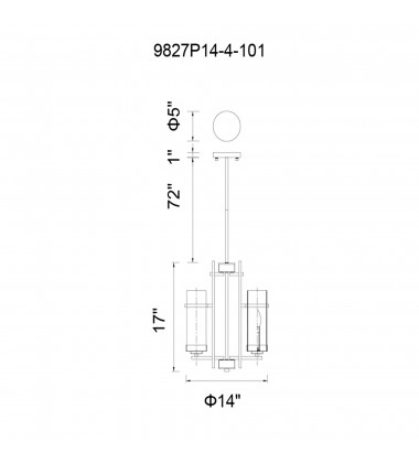  Sierra 4 Light Up Mini Pendant With Black Finish (9827P14-4-101) - CWI