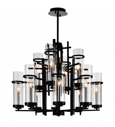  Sierra 12 Light Up Chandelier With Black Finish (9827P30-12-101-A) - CWI