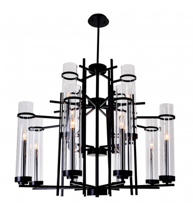  Sierra 12 Light Up Chandelier With Black Finish (9827P38-12-101) - CWI