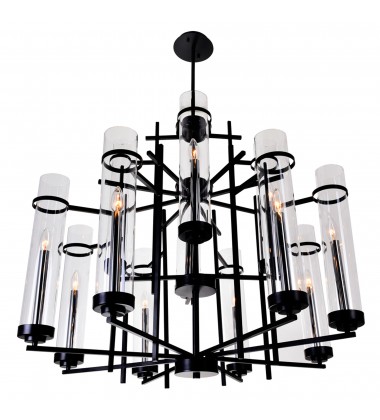  Sierra 12 Light Up Chandelier With Black Finish (9827P38-12-101) - CWI