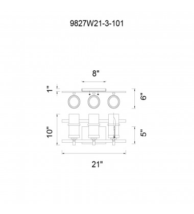  Sierra 3 Light Wall Sconce With Black Finish (9827W21-3-101) - CWI