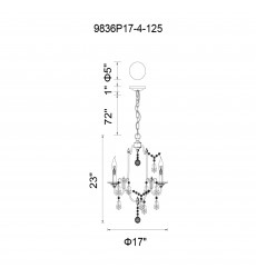  Electra 4 Light Up Chandelier With Oxidized Bronze Finish (9836P17-4-125) - CWI