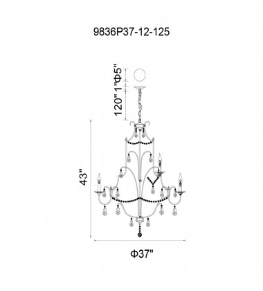 Electra 12 Light Up Chandelier With Oxidized Bronze Finish (9836P37-12-125) - CWI Electra 12 Light Up Chandelier With Oxidized Bronze Finish (9836P37-12-125) - CWI