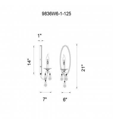  Electra 1 Light Wall Sconce With Oxidized Bronze Finish (9836W6-1-125) - CWI