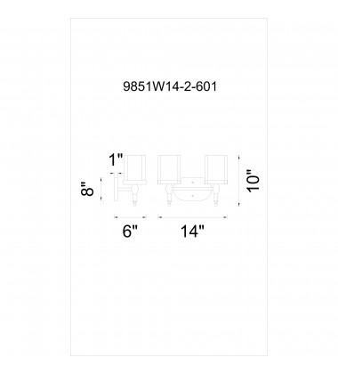  Maybelle 2 Light Vanity Light With Chrome Finish (9851W14-2-601) - CWI