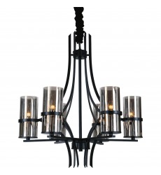  Vanna 6 Light Up Chandelier With Black Finish (9858P27-6-101) - CWI