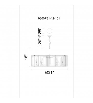  Jacquet 12 Light Chandelier With Black Finish (9860P31-12-101) - CWI