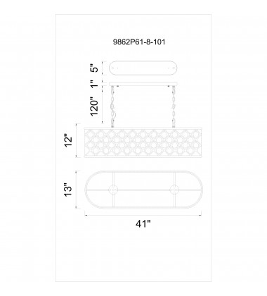  Renous 6 Light Chandelier With Black Finish (9862P41-6-101) - CWI