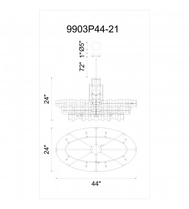  Quida 21 Light Down Chandelier With Champagne Finish (9903P44-21-193) - CWI