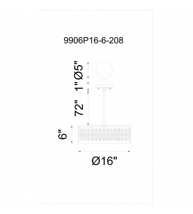  Nova 6 Light Chandelier With Champagne Finish (9906P16-6-208) - CWI