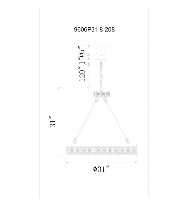  Nova 8 Light Chandelier With Champagne Finish (9906P31-8-208) - CWI