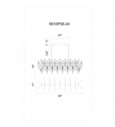  Phraya 24 Light Up Chandelier With Dark Brown Finish (9910P58-24-200) - CWI