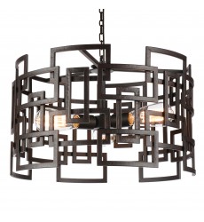  Litani 3 Light Down Chandelier With Brown Finish (9913P19-3-205) - CWI