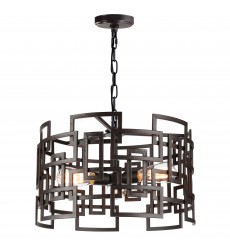 Litani 3 Light Down Chandelier With Brown Finish (9913P19-3-205) - CWI