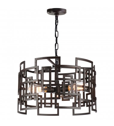  Litani 3 Light Down Chandelier With Brown Finish (9913P19-3-205) - CWI