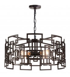  Litani 4 Light Down Chandelier With Brown Finish (9913P25-4-205) - CWI