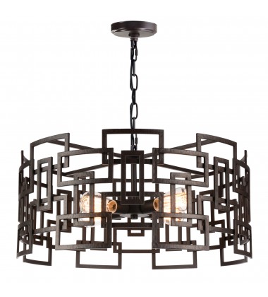  Litani 4 Light Down Chandelier With Brown Finish (9913P25-4-205) - CWI