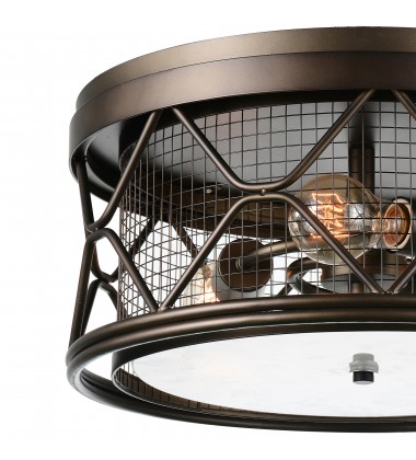 Kali 3 Light Cage Flush Mount With Light Brown Finish (9914C16-3-204) - CWI Kali 3 Light Cage Flush Mount With Light Brown Finish (9914C16-3-204) - CWI