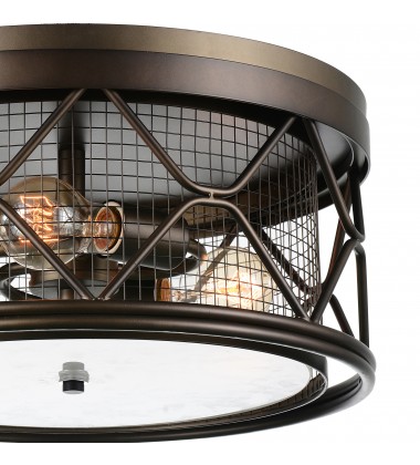 Kali 3 Light Cage Flush Mount With Light Brown Finish (9914C16-3-204) - CWI Kali 3 Light Cage Flush Mount With Light Brown Finish (9914C16-3-204) - CWI