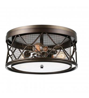 Kali 3 Light Cage Flush Mount With Light Brown Finish (9914C16-3-204) - CWI Kali 3 Light Cage Flush Mount With Light Brown Finish (9914C16-3-204) - CWI