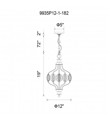  Altair 1 Light Chandelier With Antique Bronze Finish (9935P12-1-182) - CWI