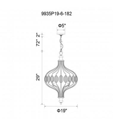  Altair 6 Light Chandelier With Antique Bronze Finish (9935P19-6-182) - CWI