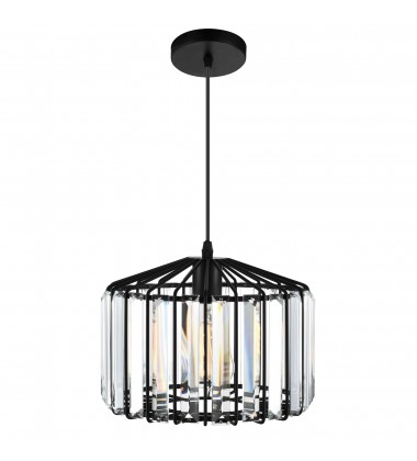  Alethia 1 Light Drum Shade Pendant With Black Finish (9942P10-1-101-C) - CWI