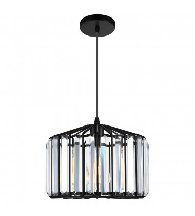  Alethia 1 Light Drum Shade Pendant With Black Finish (9942P10-1-101-C) - CWI