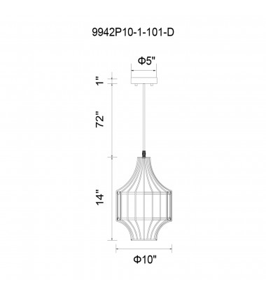  Alethia 1 Light Down Pendant With Black Finish (9942P10-1-101-D) - CWI